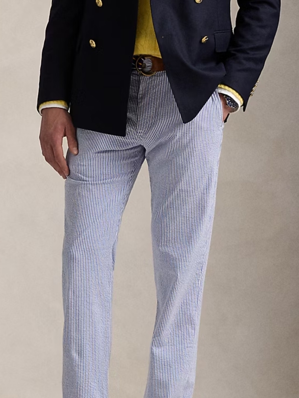 Polo by Ralph Lauren Blue and White Seersucker Pants
